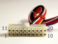 Wtyczka do płyty głównej z oznaczonymi numerami pinów